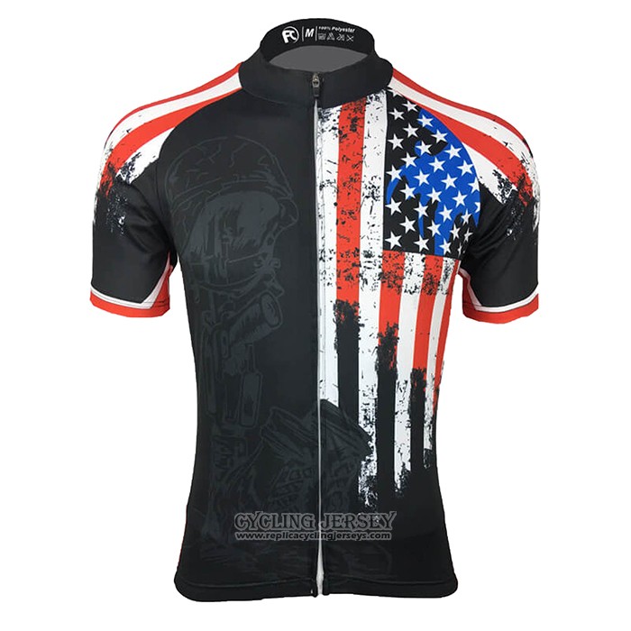 2021 Cycling Jersey USA Black Short Sleeve And Bib Short
